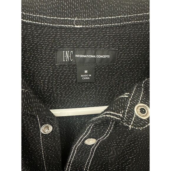 Men's Medium Long Sleeve Button Down Black Shirt - Picture 3 of 4